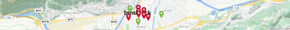 Kartenansicht für Apotheken-Notdienste in der Nähe von Innsbruck Innenstadt (Innsbruck  (Stadt), Tirol)